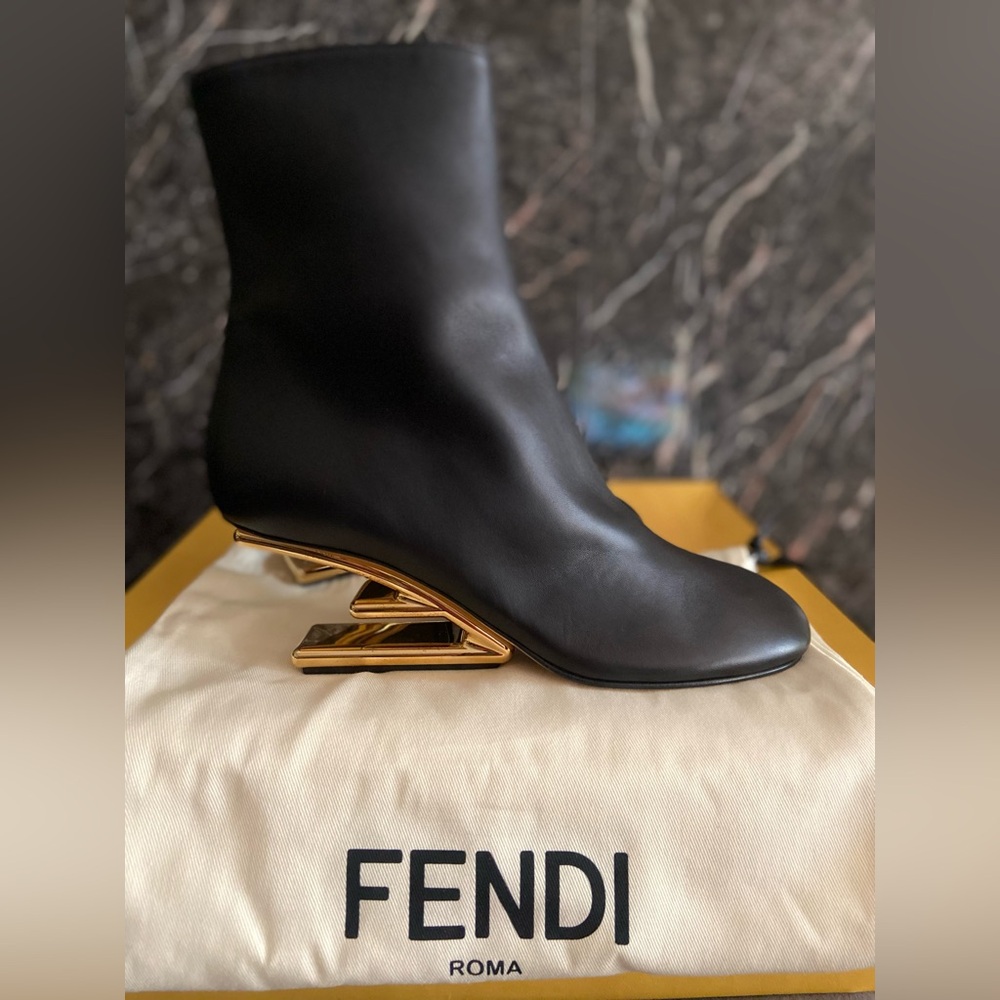 Fendi First Black Ankle Boots with Gold Heel. ⚜️ - Picture 3 of 16